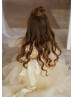 Ruffle Sleeves Gold Sequin Champagne Tulle Unique Flower Girl Dress